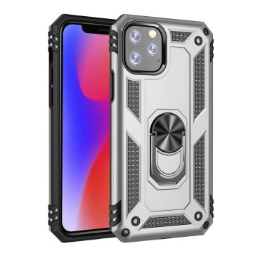 Ntech hoesje Geschikt voor iPhone 11 Pro Armor Ringhouder TPU - Zilver