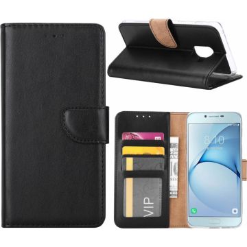Ntech Samsung Galaxy A6+ (2018) case Zwart Portemonnee hoesje met opbergvakjes