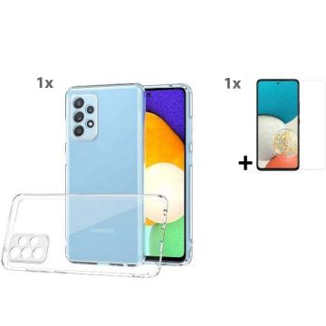 Samsung Galaxy A53 5G Transparant Hoesje Met Glas Screenprotector - Samsung Galaxy A53 5G case - Samsung A53 5G backcover - Ntech hoesje