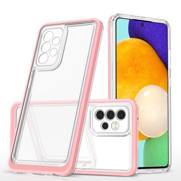 Samsung A72 5G hoesje transparant cover met bumper Rose Goud - Ultra Hybrid hoesje Samsung Galaxy A72 5G case