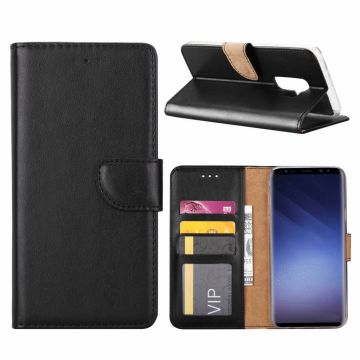Ntech Samsung Galaxy S9 Plus Booktype / Portemonnee TPU Lederen Hoesje Zwart