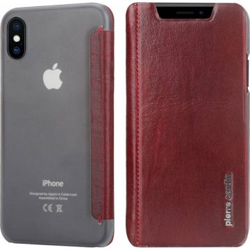 iPhone X / Xs Flip Hoesje Pierre Cardin Rood Leer
