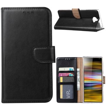 Ntech Portemonnee hoesje met Pasjesruimte voor Sony Xperia 10 - Zwart