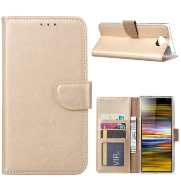 Ntech Portemonnee hoesje met Pasjesruimte voor Sony Xperia 10 Plus - Goud