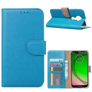 Ntech Portemonnee hoesje met Pasjesruimte voor Motorola Moto G7 Power - Blauw
