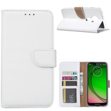 Ntech Portemonnee hoesje met Pasjesruimte voor Motorola Moto G7 Power - Wit