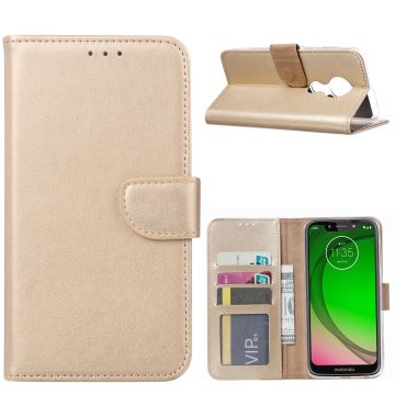 Ntech Portemonnee hoesje met Pasjesruimte voor Motorola Moto G7 Power - Goud