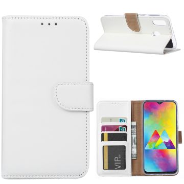 Ntech Portemonnee hoesje met Pasjesruimte voor Samsung Galaxy M20 - Wit