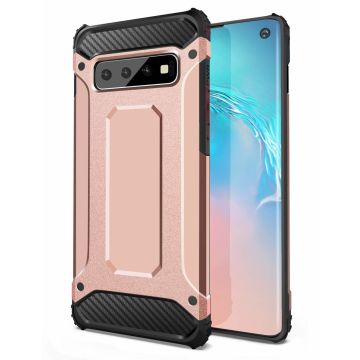 Ntech Samsung Galaxy S10e Dual layer Armor Hoesje - Rose Goud