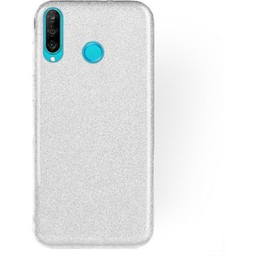 Ntech Huawei P30 Lite / P30 Lite New Edition Zilver Glitter TPU Back Cover Hoesje
