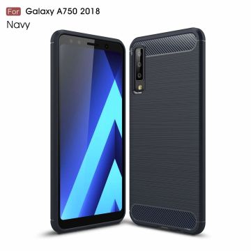 Ntech Soft Brushed TPU Hoesje voor Samsung Galaxy A7 (2018) - Donker Blauw