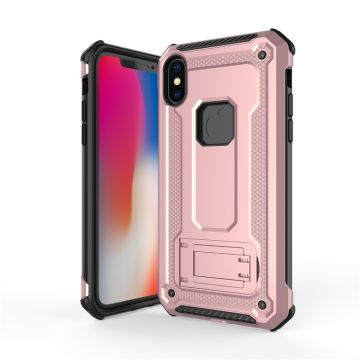 Ntech hoesje Geschikt voor iPhone Xs Max - Armor hoesje met Kickstand - Rosegoud