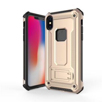 Ntech hoesje Geschikt voor iPhone Xr Armor hoesje met Kickstand - Goud
