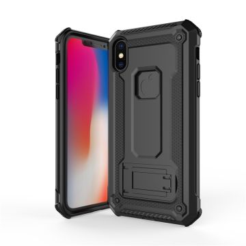 Ntech hoesje Geschikt voor iPhone Xr Armor hoesje met Kickstand - Zwart
