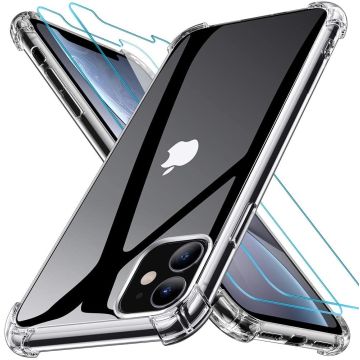 Hoesje Geschikt voor iPhone 12 Mini Backcover Hoesje shock absorberend Met 2 glass screenprotecor