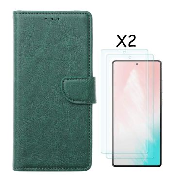 Samsung S20 FE 2022 hoesje bookcase Groen - Galaxy S20 FE bookcase wallet case portemonnee hoesje - Samsung S20 Fe 2022 screenprotector / 2X tempered glass