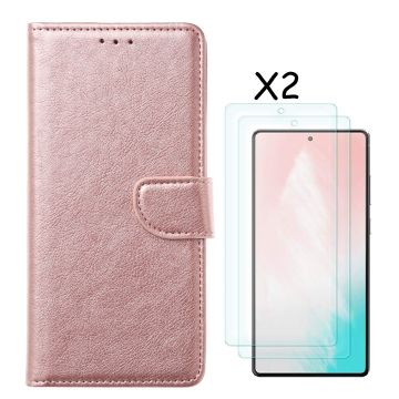 Samsung S20 FE 2022 hoesje bookcase Rose Goud - Galaxy S20 FE bookcase wallet case portemonnee hoesje - Samsung S20 Fe 2022 screenprotector / 2X tempered glass
