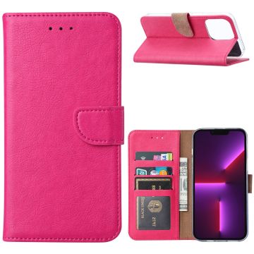 Hoesje Geschikt voor iPhone 14 Pro portemonnee Bookcase – Roze