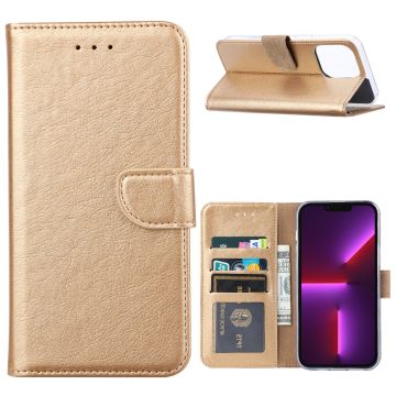 Hoesje Geschikt voor iPhone 14 Pro Max portemonnee Bookcase – Goud