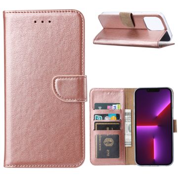 Hoesje Geschikt voor iPhone 14 Pro Max portemonnee Bookcase – Rosegoud