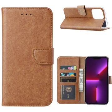 Hoesje Geschikt voor iPhone 14 Pro Max portemonnee Bookcase – Bruin