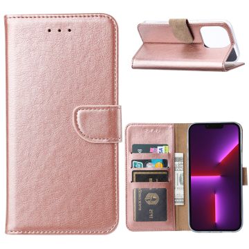 Hoesje Geschikt voor iPhone 14 portemonnee Bookcase – Rosegoud