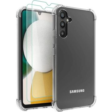 Hoesje Geschikt Voor Samsung Galaxy A34 5G Hoesje transparant Anti Shock silicone Hoesje Geschikt Voor Samsung Galaxy A34 Screenprotector Glazen 2 pack