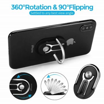 3 In 1 Ring Houder / Universal 360 Degree Rotation Auto Air Vent Mount voor Geschikt voor iPhone 12 / 12 Pro / 12 Mini / 12 Pro Max / Samsung / Huawei - Zwart