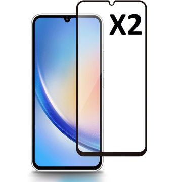 Full Cover Screenprotector Geschikt voor Samsung Galaxy A34 5G Zwart 2pack | Volledige Beschermglas Tempered Glass | Screenprotector Geschikt voor Samsung Galaxy A34 5G Screenprotector
