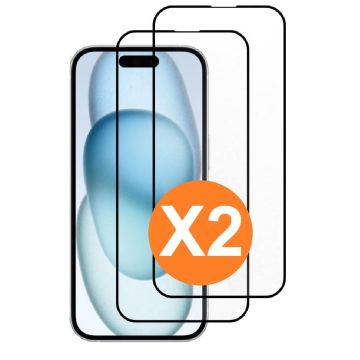 Screenprotector Geschikt voor iPhone 15 Screenprotector Bescherm Glas Full Cover Zwart 2pack