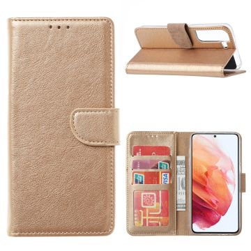 Samsung S22 Plus Hoesje BookCase Goud - Samsung Galaxy s22 Plus hoesje wallet case - Hoesje Samsung S22 Plus bookcase - Galaxy S22 Plus portemonnee hoesje book case cover