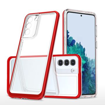 Samsung S20 FE hoesje transparant cover met bumper Rood - Ultra Hybrid hoesje Samsung Galaxy S20 FE case