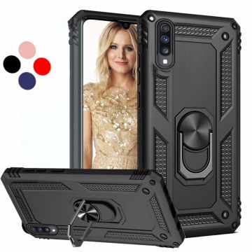 Samsung Galaxy A2 Core Armor Hoesje Ringhouder TPU - Zwart