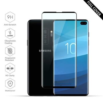 Ntech Samsung Galaxy S10+ (Plus) Scratch-Proof / Shatter-proof Full cover Screenprotector / Tempered Glass Zwart