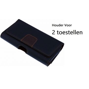 Ntech Universeeel Dubbel Riem holster Hoesje | Case voor 2 smartphones - Zwart