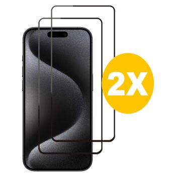 Full Cover Screenprotector Geschikt voor 15 Pro Max Zwart 2pack | Volledige Beschermglas Tempered Glass | Screenprotector Geschikt voor 15 Pro Max 6.7 Screenprotector