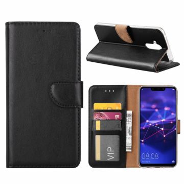 Ntech Huawei Mate 20 Lite Zwart Booktype / Portemonnee TPU Lederen Hoesje