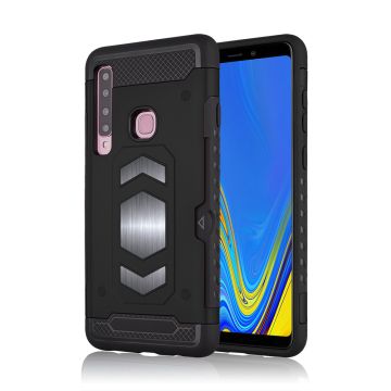 Ntech Samsung Galaxy A9 (2018) Luxe Armor Case met Pashouder - Zwart