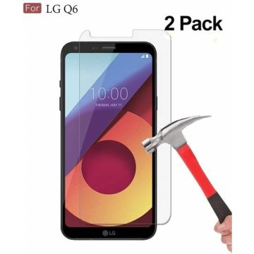 1 + 1 Gratis - LG Q6 glazen Screenprotector Tempered Glass (0.3mm)