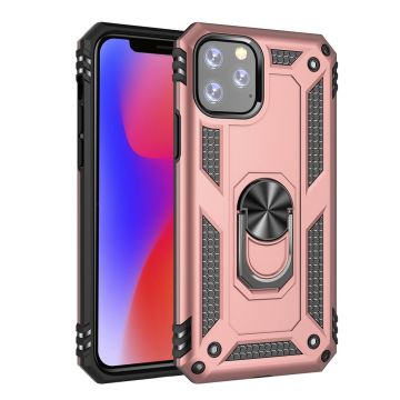 Ntech hoesje Geschikt voor iPhone 11 Pro Armor Ringhouder TPU - Rosegoud