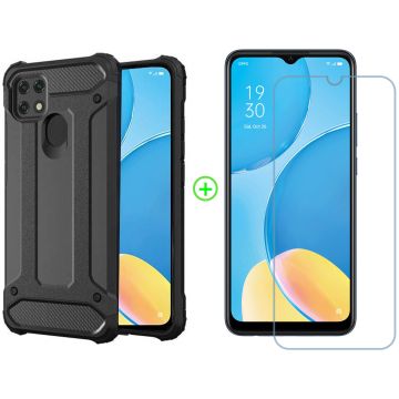 Hoesje Geschikt voor Oppo A15 Hoesje - Armor Rugged back cover Met Screenprotector