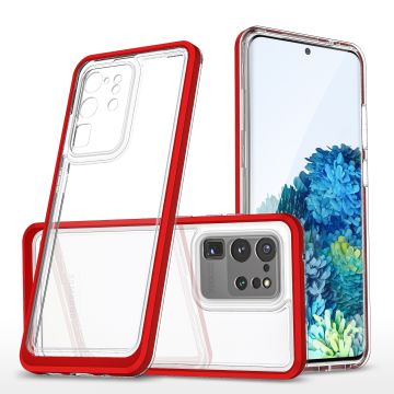 Samsung S20 hoesje transparant cover met bumper Rood - Ultra Hybrid hoesje Samsung Galaxy S20 case