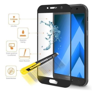 Galaxy A5 2017 full coverage Screenprotector / tempered glass Zwart