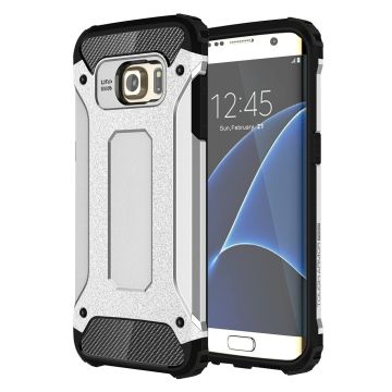 Ntech Samsung Galaxy S7 Edge Dual layer Rugged Armor Hoesje - Zilver
