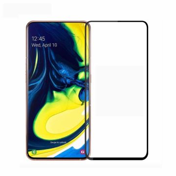 Ntech Samsung Galaxy A80/A90 full cover Screenprotector Tempered Glass - Zwart
