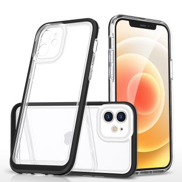 Hoesje Geschikt voor iPhone 12 hoesje transparant met bumper Zwart - Ultra Hybrid Hoesje Geschikt voor iPhone 12 case