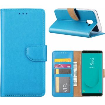 Ntech Samsung Galaxy J6 (2018) case Turquoise Portemonnee hoesje met opbergvakjes
