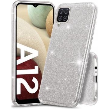 oTronica Backcover glitter voor Samsung Galaxy A12 Hoesje - Zilver