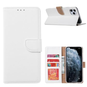 Hoesje Geschikt voor iPhone 13 Mini bookcase Met 2 stuks screenprotector temperede glass – Wit