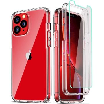 Hoesje Geschikt voor iPhone 12 / 12 Pro transparant hoesje + 2x glazen screenprotector